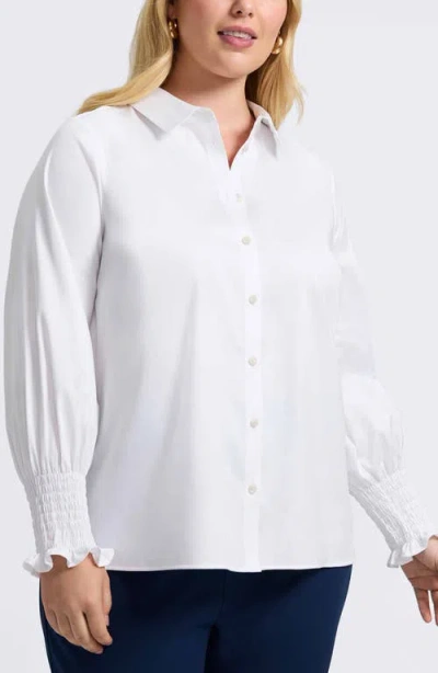 Foxcroft Avril Matte Sateen Button-up Shirt In White