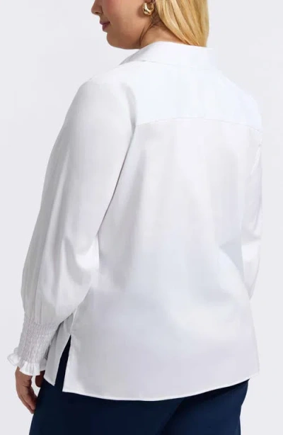 Foxcroft Avril Matte Sateen Button-up Shirt In White