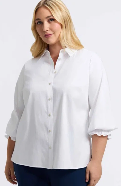 Foxcroft Avril Matte Sateen Button-up Shirt In White