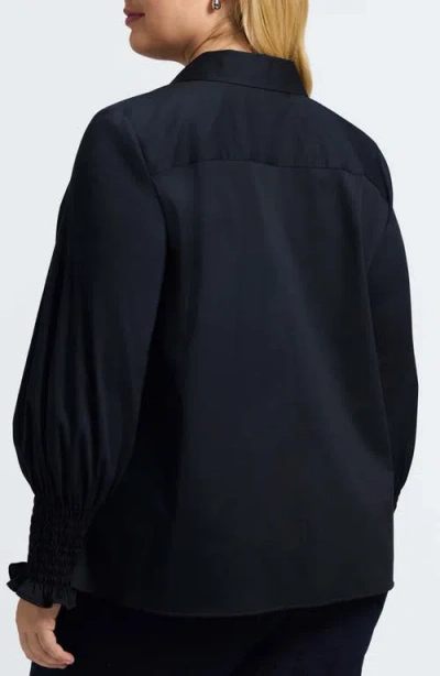 Foxcroft Avril Matte Sateen Button-up Shirt In Black