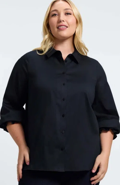 Foxcroft Avril Matte Sateen Button-up Shirt In Black
