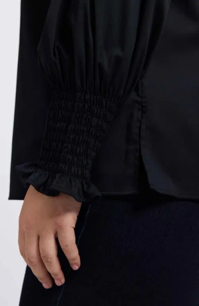 Foxcroft Avril Matte Sateen Button-up Shirt In Black