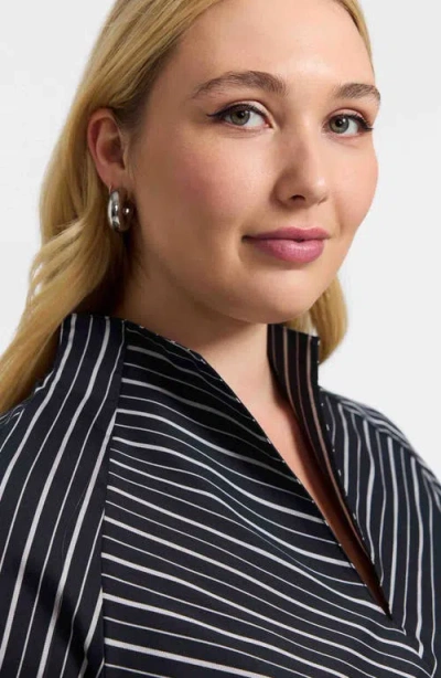Foxcroft Daphne Stripe Stretch Cotton Blend Pullover Shirt In Multi