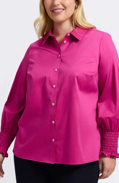 Foxcroft Avril Matte Sateen Button-up Shirt In Pink