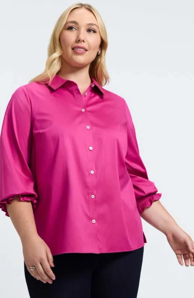 Foxcroft Avril Matte Sateen Button-up Shirt In Pink