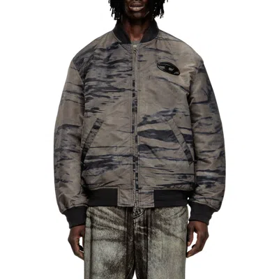 Diesel Mens J-kepes Logo-plaque Nylon Bomber Jacket 02 In Neutral