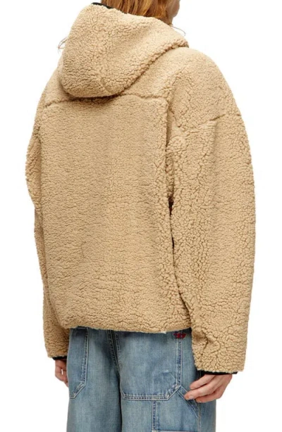 Diesel S-zat Teddy Zip Hoodie In Brown