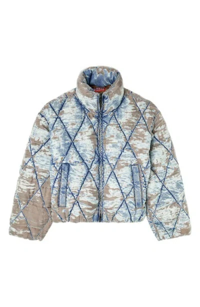 Diesel Men W-kons Down Jacket With Distressed Effect In Brown