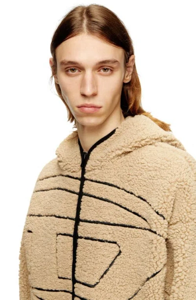 Diesel S-zat Teddy Zip Hoodie In Brown