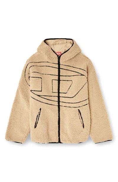 Diesel S-zat Teddy Zip Hoodie In Brown