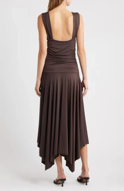 Mango Long Dress With Contrasting Design Brown In Brown