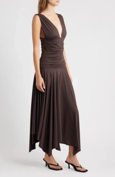 Mango Long Dress With Contrasting Design Brown In Brown