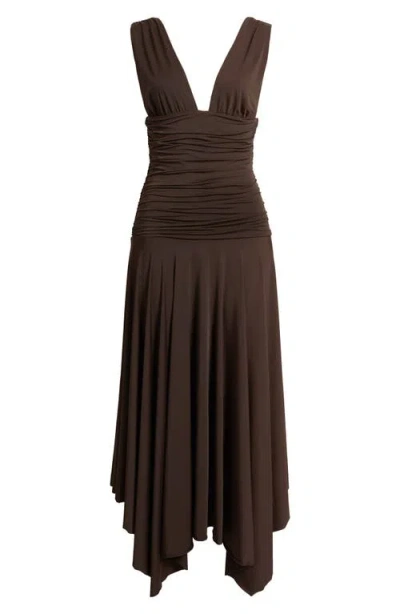 Mango Long Dress With Contrasting Design Brown In Brown