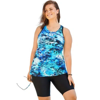 Swim 365 Longer-length Racerback Tankini Top In Multi