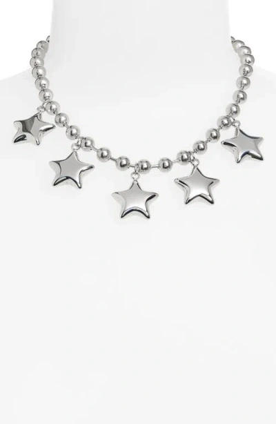 Vidakush Bubble Five Star Ball Chain Necklace In Silver