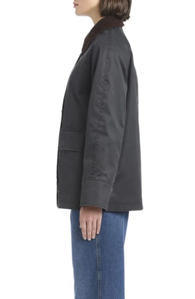 Sanctuary Waxed Barn Jacket In Black