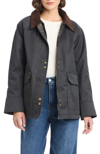 Sanctuary Waxed Barn Jacket In Black