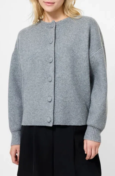 French Connection Riddley Knit Drop Shoulder Cardigan In Mid Grey Mel In Multi
