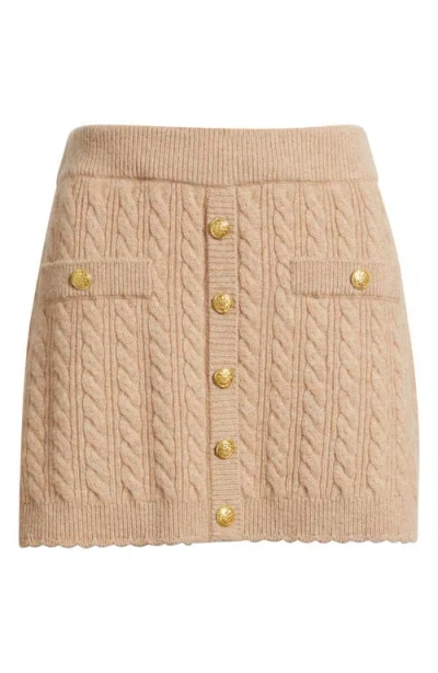 Loveshackfancy Berritt Cable-knit Button Mini Skirt In Nude