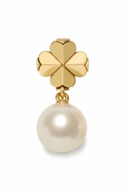 Kate Spade Imitation Pearl And Cubic Zirconia Flower Drop Earrings In Gold