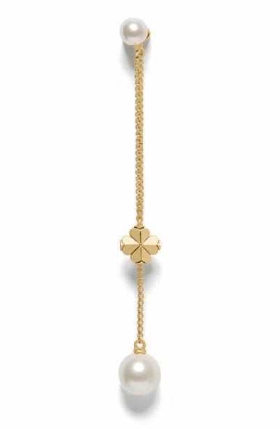 Kate Spade Imitation Pearl And Cubic Zirconia Chain Linear Earrings In Gold