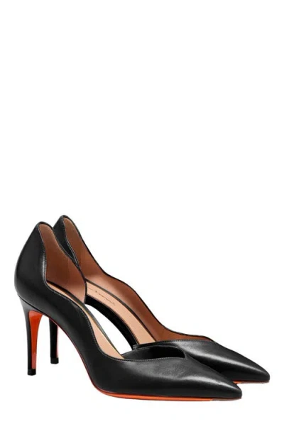 Santoni 85mm Petal Leather Pointed-toe Pumps In Black