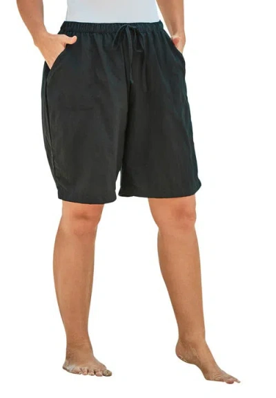 Swim 365 Taslon® Cover Up Board Shorts With Built-in Brief In Black