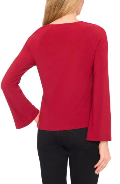 Cece Bow Placket Blouse In Red