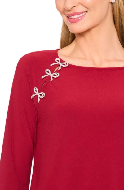 Cece Bow Placket Blouse In Red
