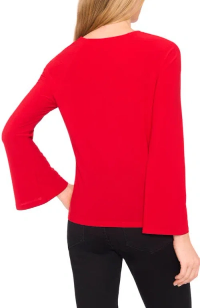 Cece Bow Placket Blouse In Red