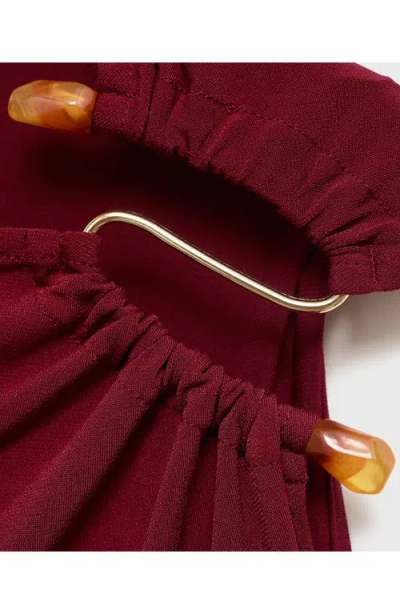 Mango Draped Dress With Jewel Detail Burgundy In Burgundy