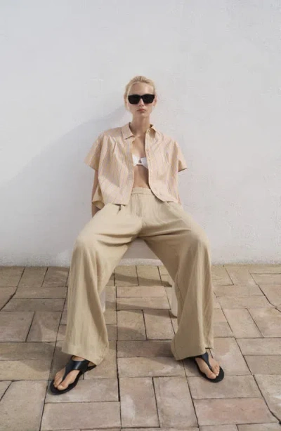 Mango Women's Short Sleeve Striped Shirt In Brown