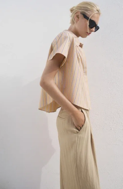 Mango Women's Short Sleeve Striped Shirt In Brown