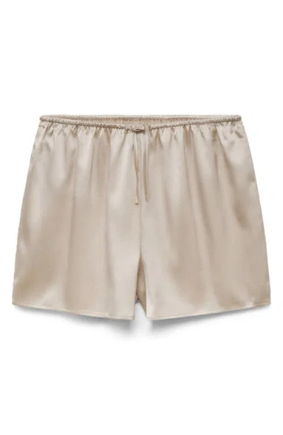 Mango Stretch Silk Pajama Shorts In Neutral