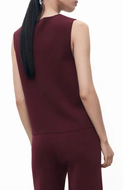 Mango Button Front Fine Knit Vest In Burgundy