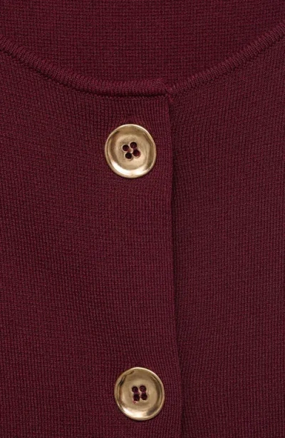 Mango Button Front Fine Knit Vest In Burgundy