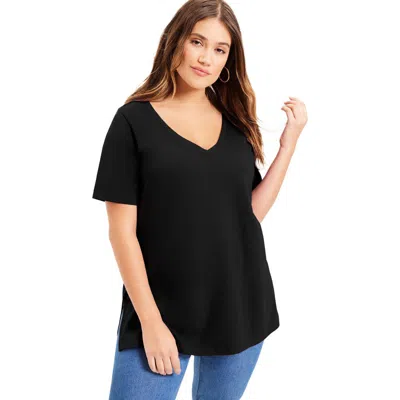 June + Vie Short-sleeve V-neck One + Only Tunic In Black