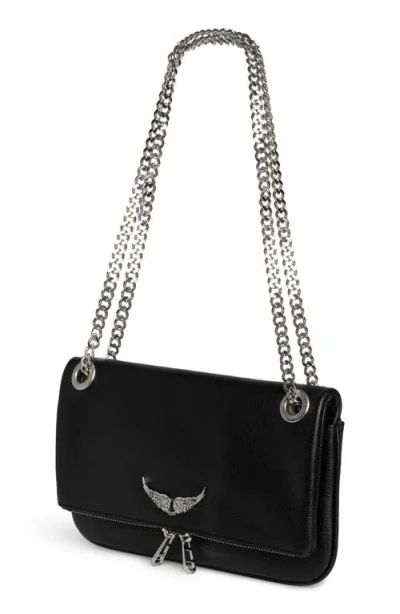 Zadig & Voltaire Rock Ii Grained Leather Crossbody Bag In Black