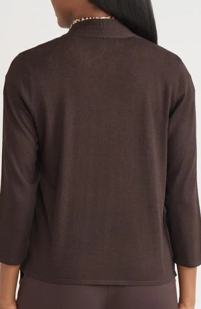 Kasper Open Front Cardigan In Brown
