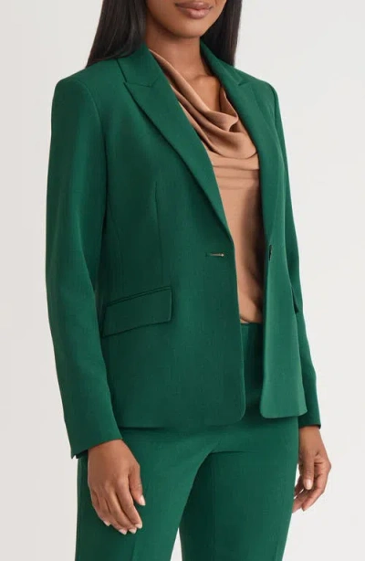 Kasper Plus Size Stretch Crepe One-button Jacket In Green