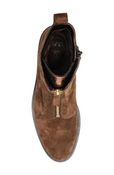 Ara Deon Leather Bootie In Brown