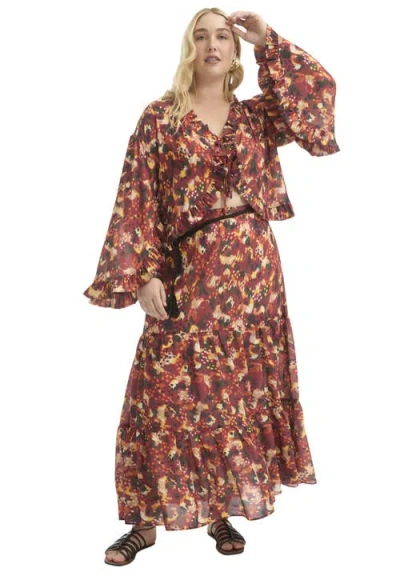 June + Vie Ruffle Tie-front Top