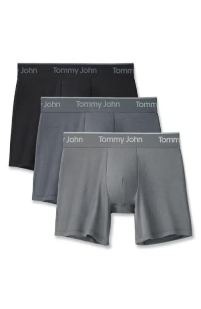 Tommy John 3-pack Second Skin 6-inch Stretch Modal Boxer Briefs In Gray