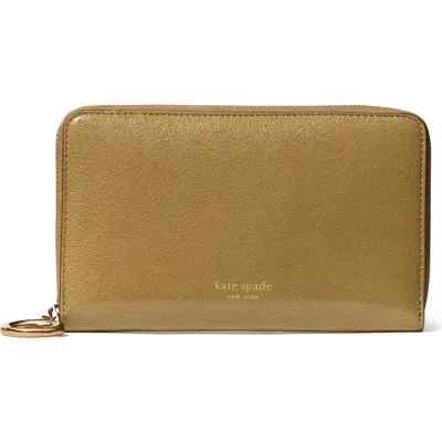 Kate Spade Halo Glazed Leather Medium Zip Around Wallet In Green