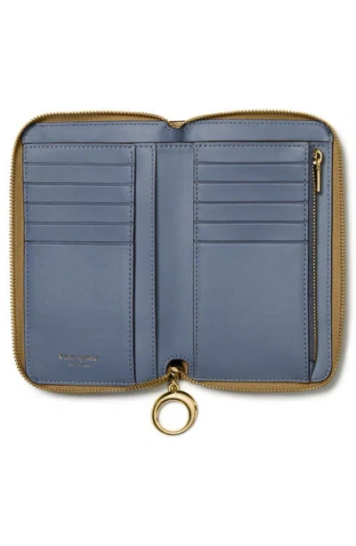 Kate Spade Halo Glazed Leather Medium Zip Around Wallet In Green