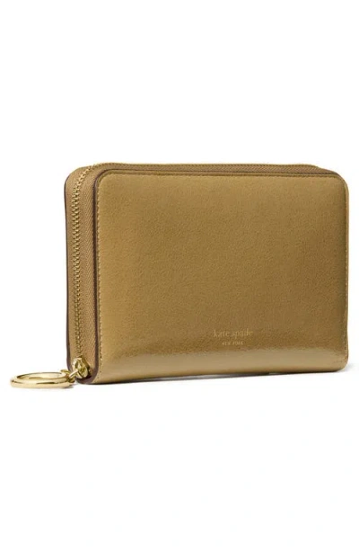 Kate Spade Halo Glazed Leather Medium Zip Around Wallet In Green