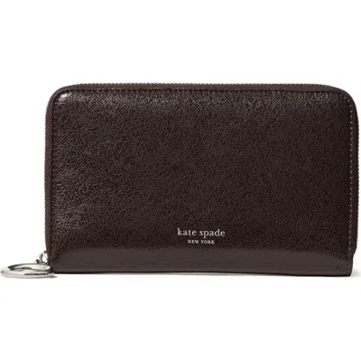 Kate Spade Halo Glazed Leather Medium Zip Around Wallet In Burgundy