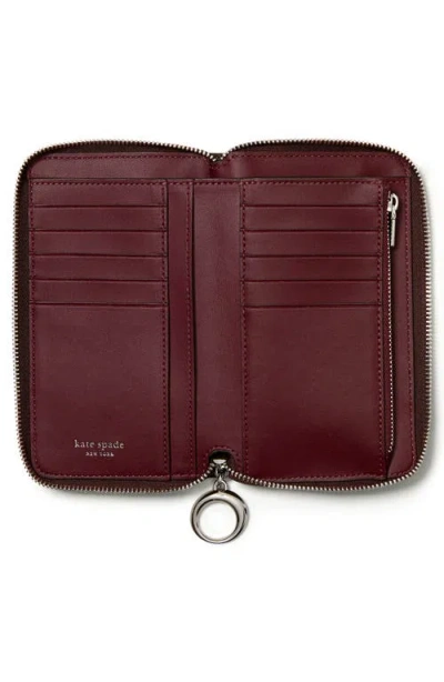Kate Spade Halo Glazed Leather Medium Zip Around Wallet In Burgundy