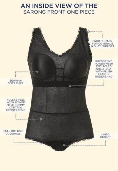 Swimsuits For All Sarong Front One Piece Swimsuit In Black