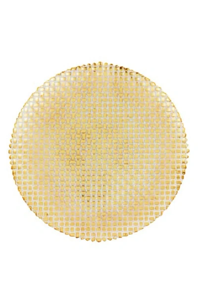 Vietri Rufolo Basketweave Large Round Platter In Gold